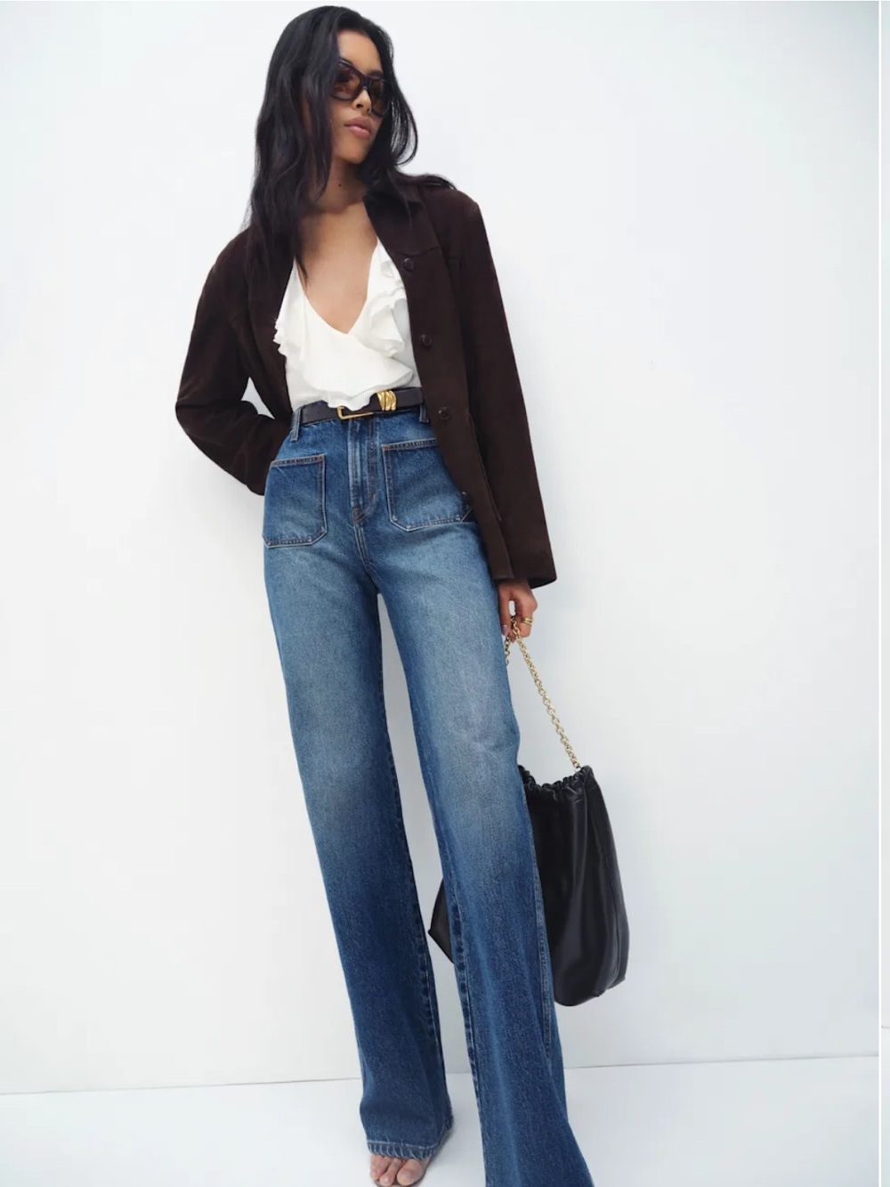 BNNW Reformation Alyssa Stretch High-Rise Wide-Leg Long Jeans. Limited Edition.